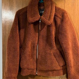 GAP Fuzzy zip jacket clay/terra cotta color